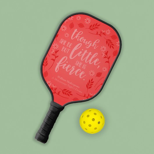Red Floral Little Aber Fierce William Shakespeare Pickleball Schläger