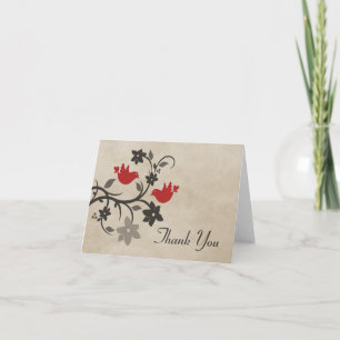 Red Floral Lovebirds Danke Karte