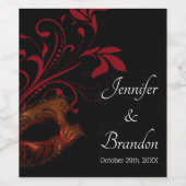 Red Floral Mask Weinetikett (Einzelnes Label)