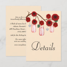 Red Floral Mason Jars Wedding Details