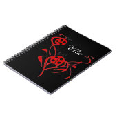 Red Floral mit Ladybug Monogram Notebook Notizblock (Linke Seite)