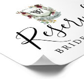 Red Floral Monogram Wappen Hochzeitreserviert Zeic Poster (Ecke)