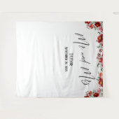 Red Floral Mr. and Mrs Foto Backdrop Wandteppich (Vorderseite (Horizontal))
