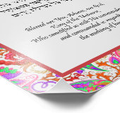 Red Floral Paisley Hebrew Handwäsche Blessing Fotodruck (Ecke)