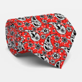 Red Floral Paisley Muster Design Krawatte (Gerollt)