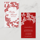 Red Floral Paisley Peacock Stilvoll Chic Elegante Visitenkarte (Vorne/Hinten)