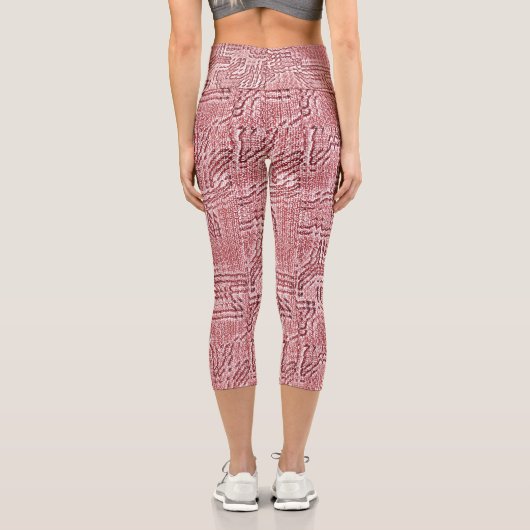 Red Floral Panel Capri Leggings (Rückseite)