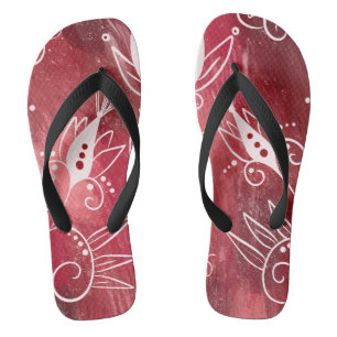Red Floral Pattern Badesandalen