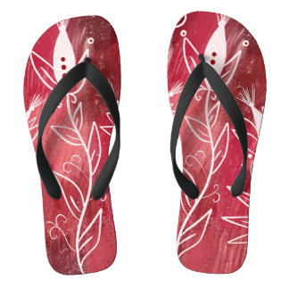 Red Floral Pattern Badesandalen