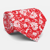 Red Floral Pattern Custom Necktie Krawatte (Gerollt)