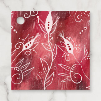 Red Floral Pattern Geschenkanhänger