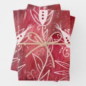 Red Floral Pattern Geschenkpapier Set (Beispiel)