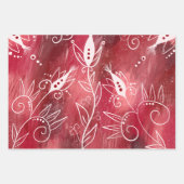 Red Floral Pattern Geschenkpapier Set (Vorderseite)