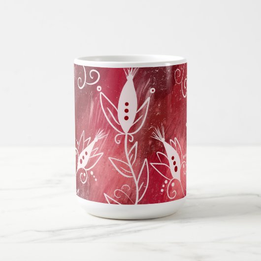 Red Floral Pattern Kaffeetasse (Mittel)
