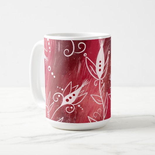 Red Floral Pattern Kaffeetasse (Vorderseite Links)