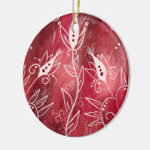 Red Floral Pattern Keramik Ornament (Links)