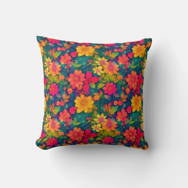 Red Floral Pattern Kissen (Vorderseite)
