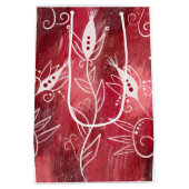 Red Floral Pattern Mittlere Geschenktüte (Rückseite)