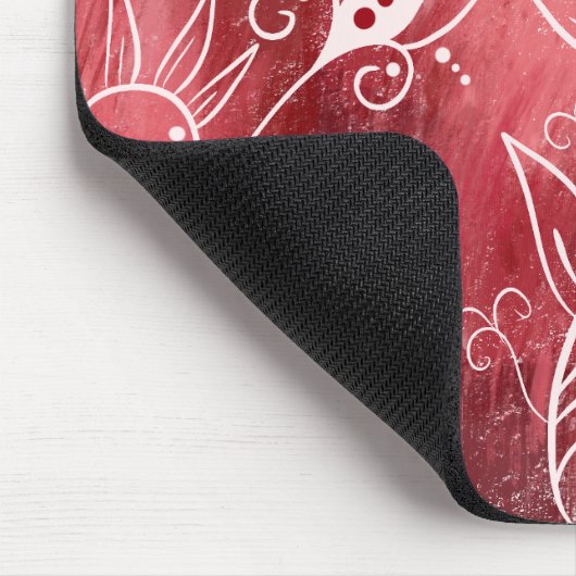 Red Floral Pattern Mousepad (Ecke)
