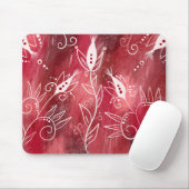 Red Floral Pattern Mousepad (Mit Mouse)