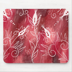 Red Floral Pattern Mousepad
