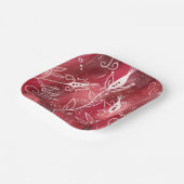 Red Floral Pattern Pappteller (Gewinkelt)