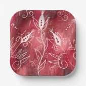 Red Floral Pattern Pappteller (Vorderseite)
