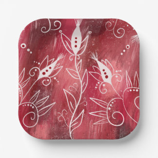 Red Floral Pattern Pappteller