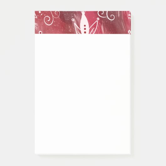 Red Floral Pattern Post-it Klebezettel (Vorderseite)