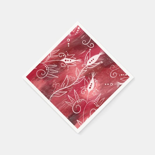 Red Floral Pattern Serviette (Ecke)