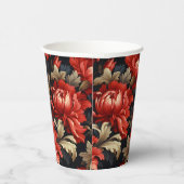 Red Floral Peony Modern Pappbecher (Rechts)