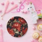 Red Floral Peony Pappteller (Party)