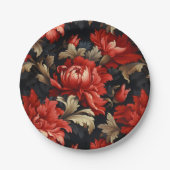 Red Floral Peony Pappteller (Vorderseite)