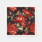 Red Floral Peony Serviette (Vorderseite)