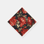 Red Floral Peony Serviette (Ecke)