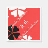 Red Floral Personalisiert 90. Geburtstagsparty Serviette (Vorderseite)