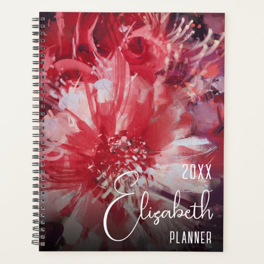 Red Floral Personalisiert Planer (Vorderseite)