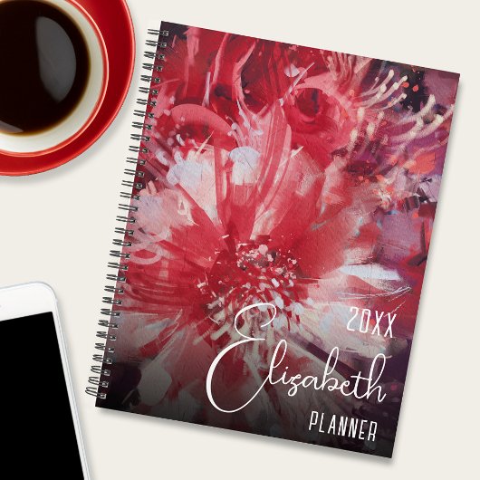 Red Floral Personalisiert Planer
