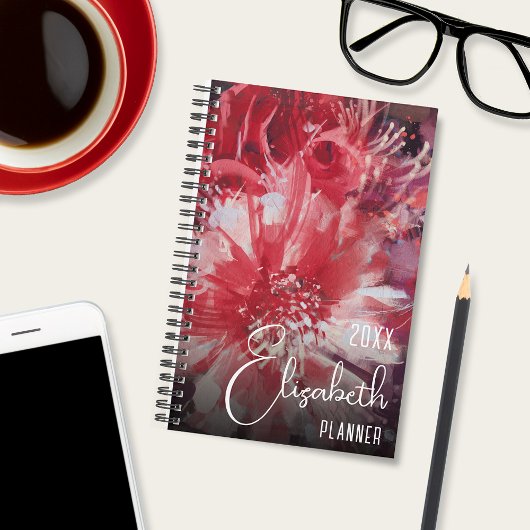 Red Floral Personalisiert Planer
