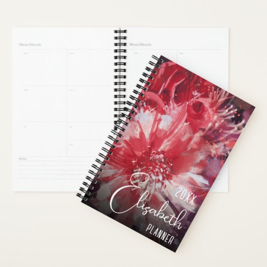 Red Floral Personalisiert Planer (Anzeige)
