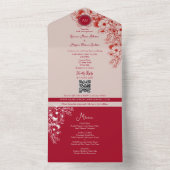 Red Floral Photo Wedding All In One Einladung (Innen Boden)