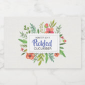 Red Floral Pickled Cummber Lebensmitteletikett (Einzelnes Label)