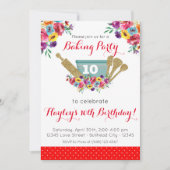 Red Floral Pioneer Backen Party Girl's Birthday Einladung (Vorderseite)