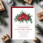 Red Floral Poinsettia Weihnachtscocktail Party Einladung