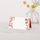 Red Floral Portugal Keramik | Hochzeit Platzkarte (Vorderseite)