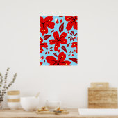 Red Floral Poster (Küche)