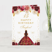 Red Floral Princess Happy Birthday Karte (Vorderseite)