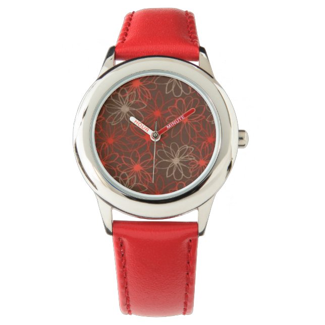 Red Floral Print - Watch Armbanduhr (Vorderseite)