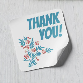 Red Floral Quadratischer Aufkleber