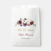 Red Floral Quinceañera Geschenktütchen (Vorderseite)